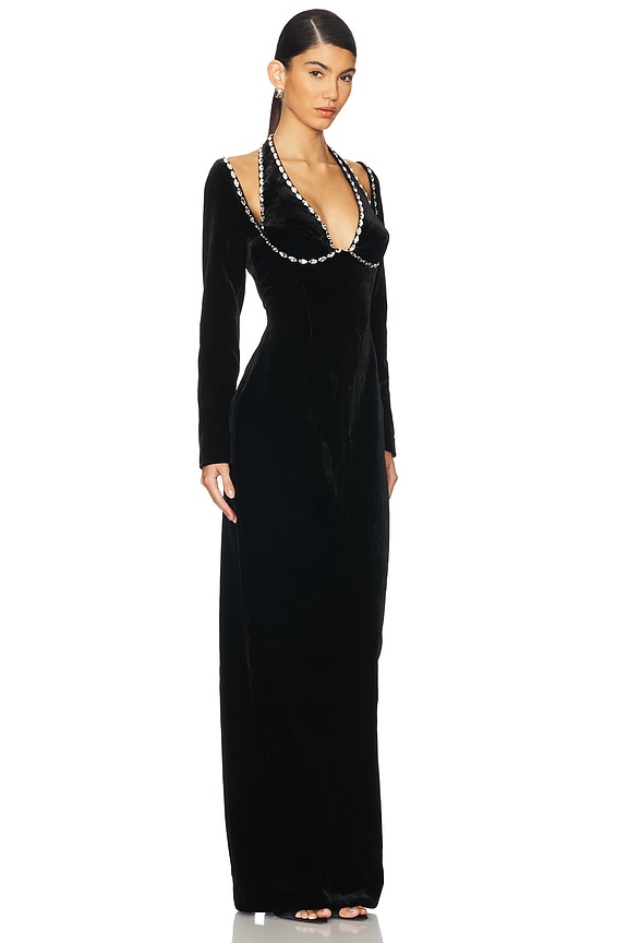 view 2 of 4 Crystal Embellished Maxi Dress in Black