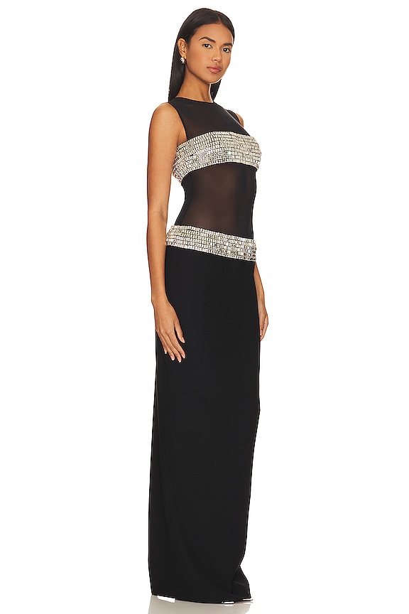 view 2 of 4 Crystal Mesh Gown in Black