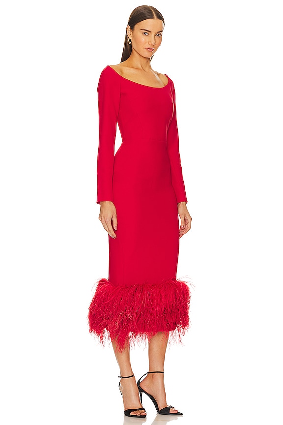 view 2 of 3 Feather Midi Dress in Red