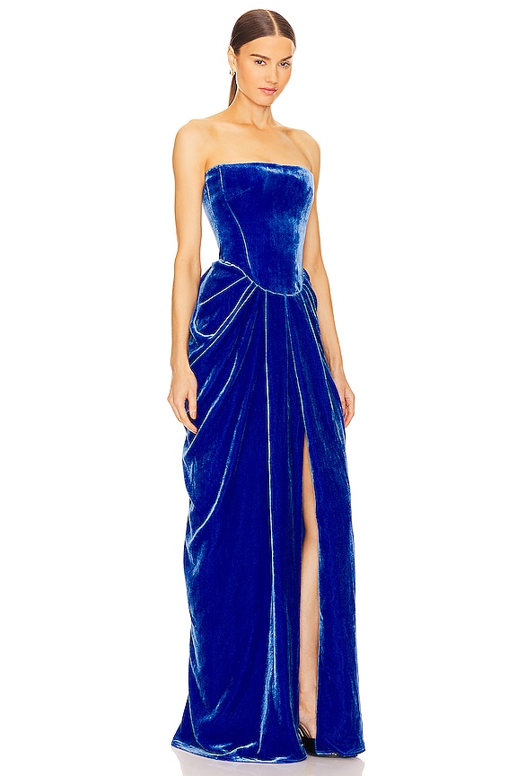 view 2 of 3 Velvet Corset Gown in Blue