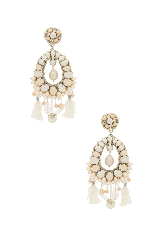 view 1 of 3 PENDIENTES CON PERLA COLGANTE in White