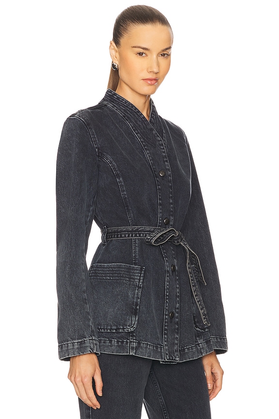 view 2 of 4 Belted Denim Jacket in Black