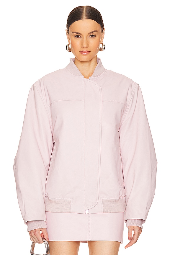 view 2 of 5 BLOUSON BOMBER EN CUIR OVERSIZED in Ballerina