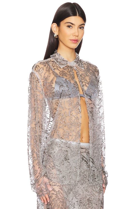 view 2 of 5 Open Front Shirt in Charcoal Grey