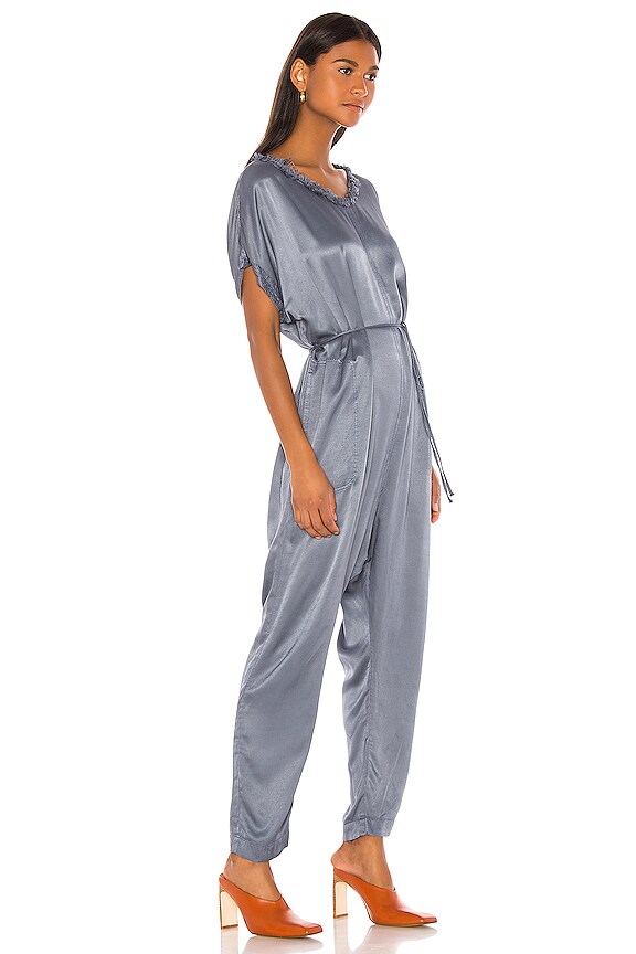 view 2 of 3 Pebble Satin Jumpsuit in Fog Blue