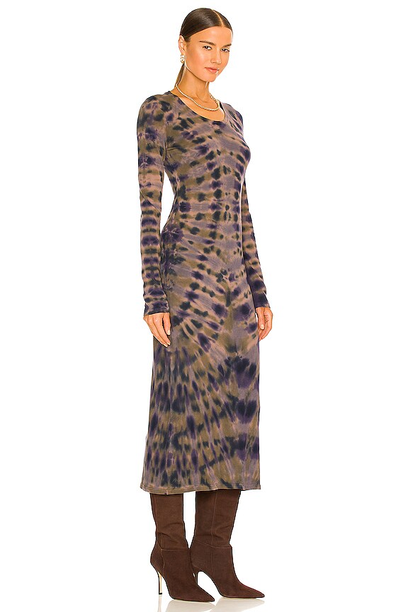 view 2 of 3 Fitted Tie Dye Dress in Rainbow Earthy