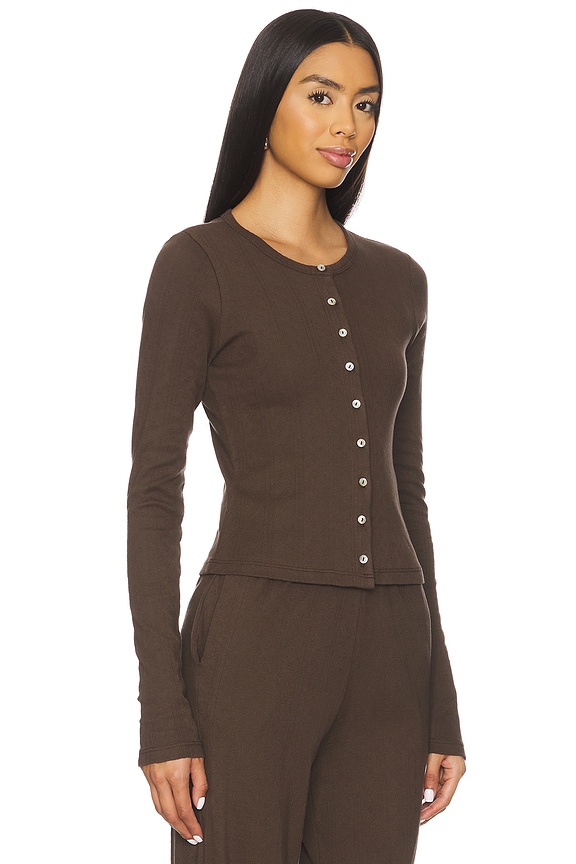 view 2 of 4 Pointelle Cardigan in Cocoa