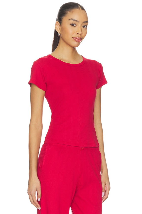 view 2 of 4 Pointelle Perfect Tee in Cherry