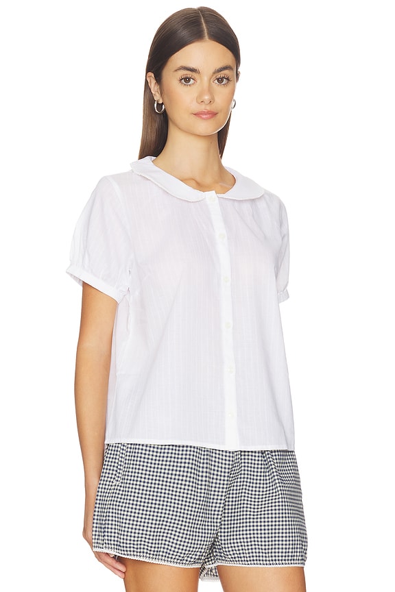 view 2 of 5 Puff Sleeve Button Down in Cloud Dobby