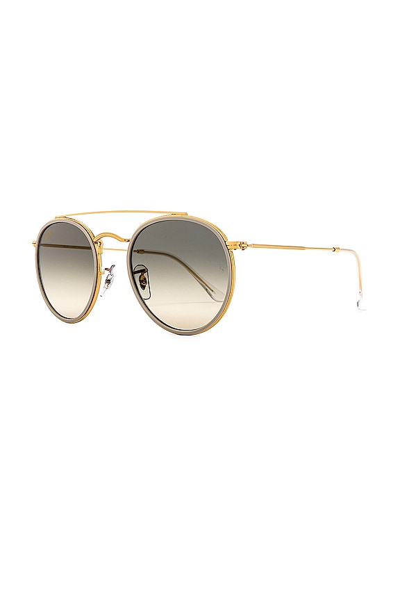 view 2 of 3 GAFAS DE SOL ROUND DOUBLE BRIDGE in Legend Gold & Clear Gradient Grey