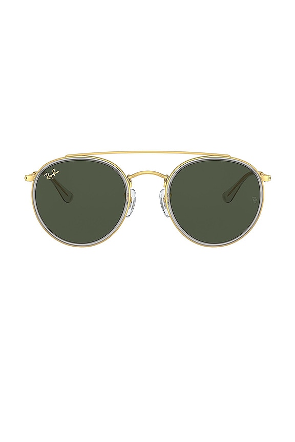 Ray-Ban Round Double Bridge in Gold & Green | REVOLVE