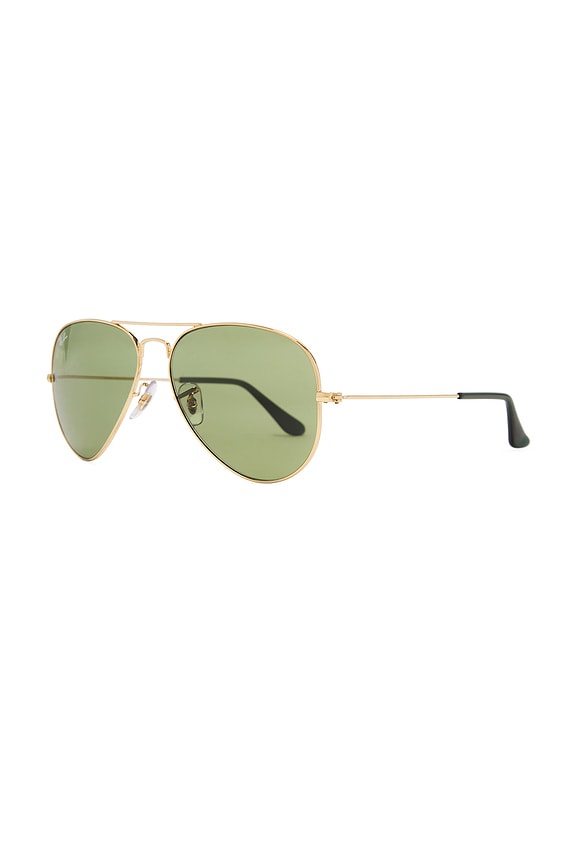 view 2 of 3 Aviator Large Metal Sunglasses in Green & Gold