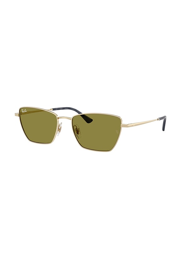 view 2 of 3 Rectangular Sunglasses in Pale Gold