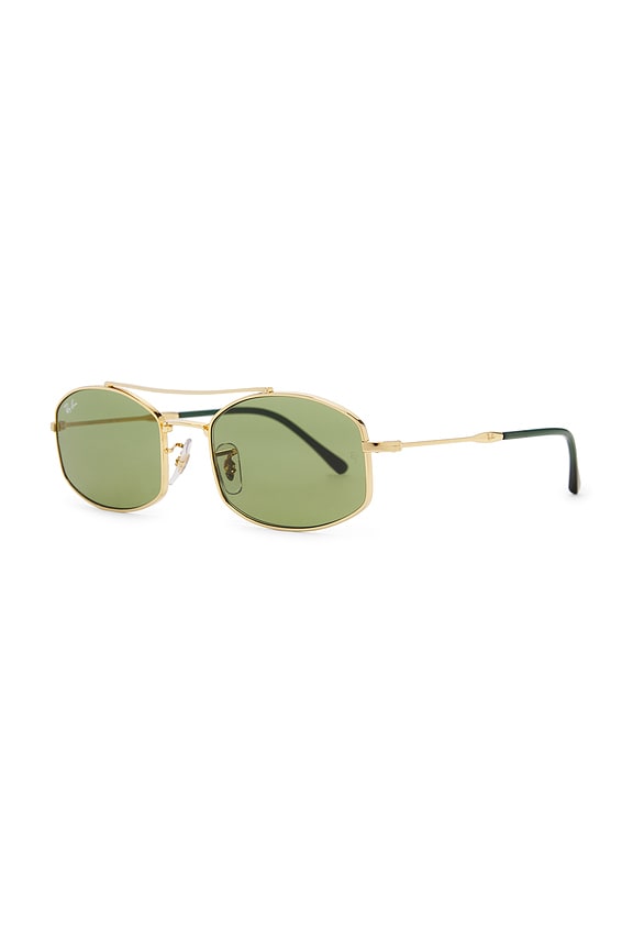 view 2 of 3 Rectangular Sunglasses in Green & Gold