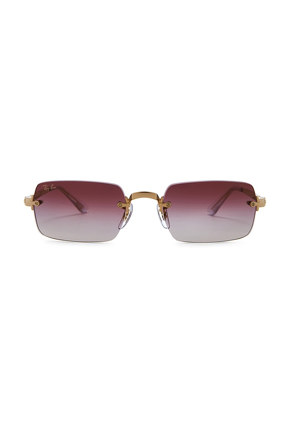 view 1 of 3 x A$ap Rocky RB3928 Rectangle Sunglasses in Gold &Clear Gradient Dark Violet
