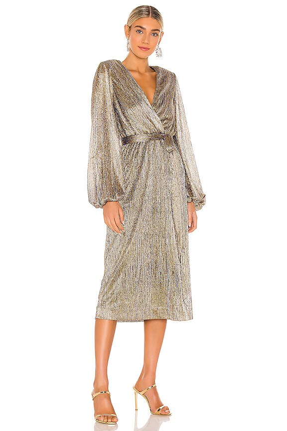 view 2 of 4 Rivero Long Sleeve Midi Dress in Gold