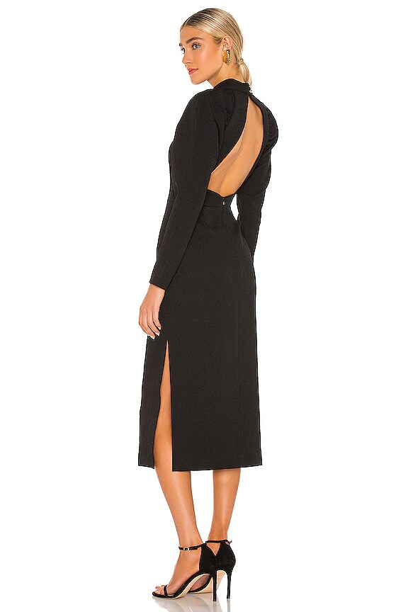 Rebecca Vallance Martini Long Sleeve Midi Dress in Black | REVOLVE