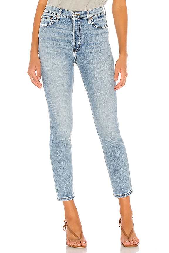 RE/DONE Originals 90s High Rise Ankle Crop in Hazey Indigo | REVOLVE