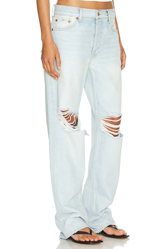 view 2 of 4 Loose Long Wide Leg Leg in Acqua Destroy
