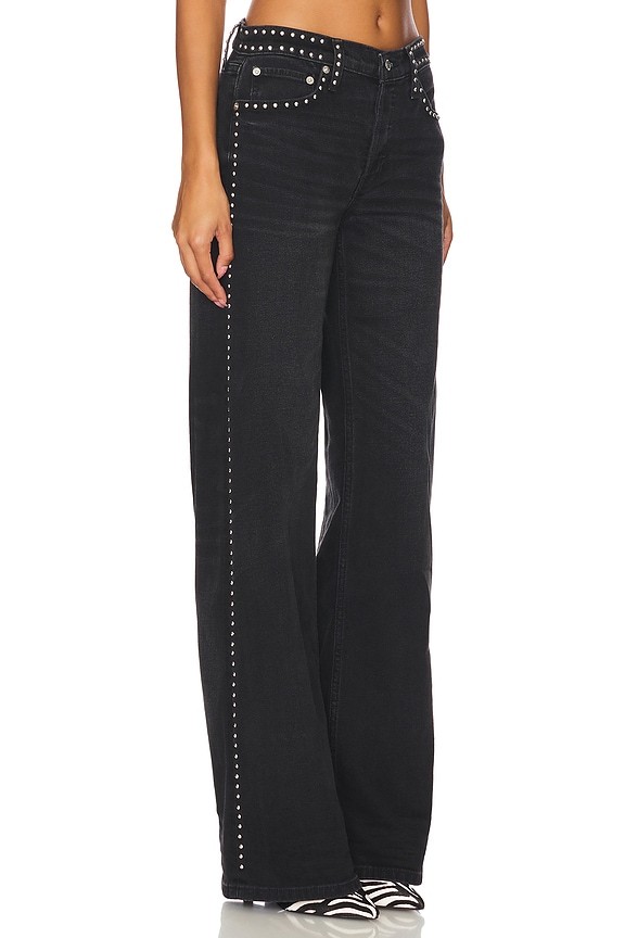 view 2 of 6 Studded Mid Rise Wide Leg in Crafted Black Stud