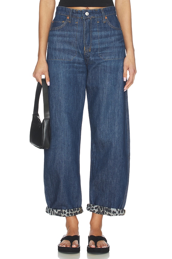 view 1 of 7 The Rewind Barrel Jean in Dk Santa Cruz Cheetah