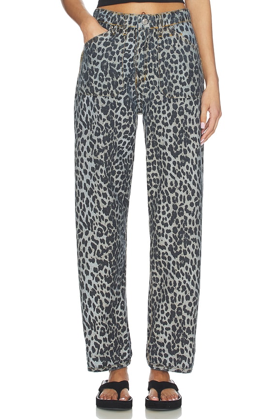 view 2 of 7 The Rewind Barrel Jean in Dk Santa Cruz Cheetah