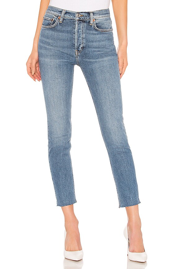 RE/DONE Originals High Rise Ankle Crop in Light 22 | REVOLVE
