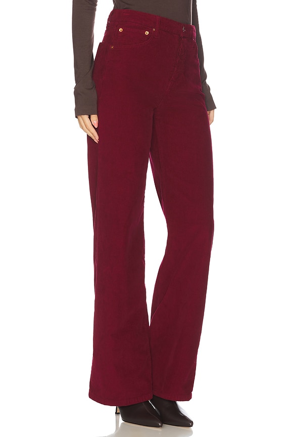 view 2 of 6 High Rise Wide Leg Jeans in Beet Cord