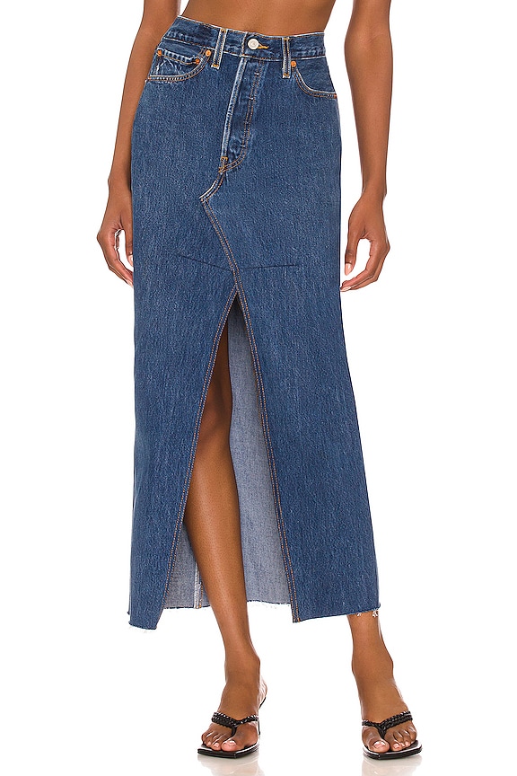 view 1 of 4 Long Denim Skirt in Indigo