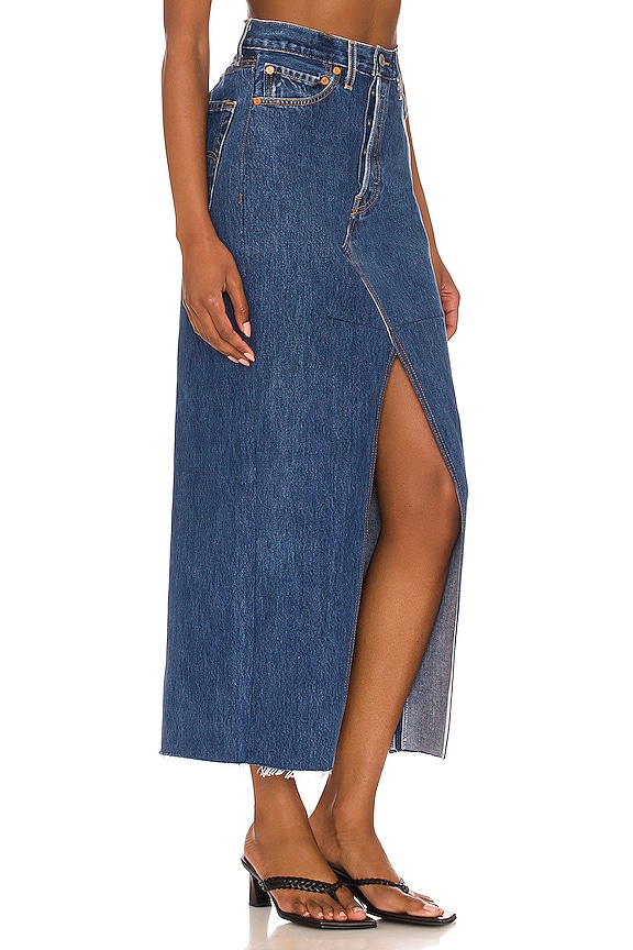 view 2 of 4 Long Denim Skirt in Indigo