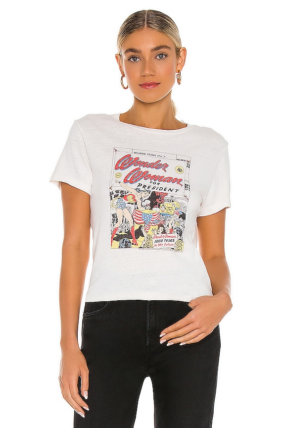 RE/DONE Classic Wonder Woman For President Tee in Vintage White | REVOLVE