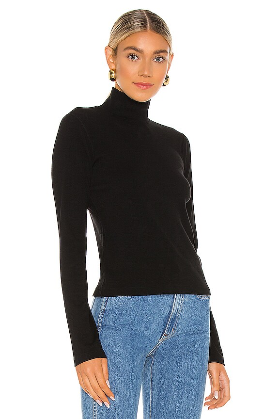 view 2 of 4 x Hanes 60s Mock Neck Long Sleeve Tee in Black