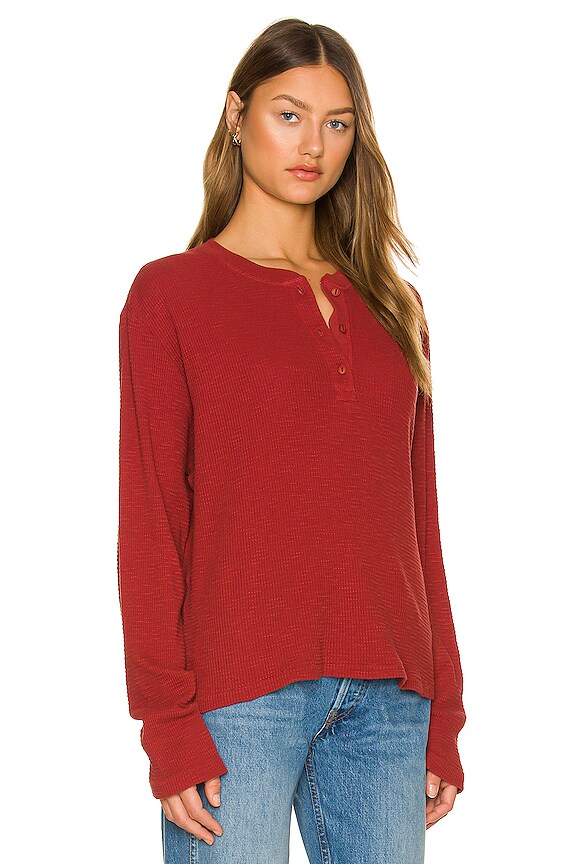 view 2 of 4 X Hanes Thermal Henley Tee in Brick