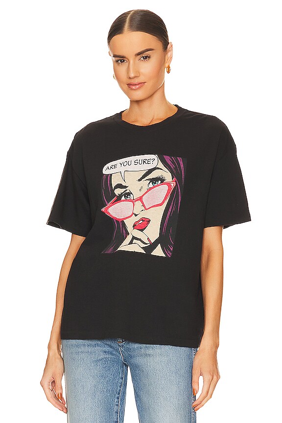 view 2 of 5 90's Easy Tee Are You Sure in Washed Black