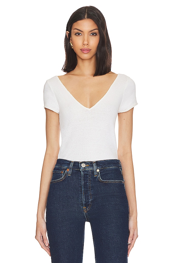 view 1 of 4 x Hanes V Neck Baby Tee in Vintage White