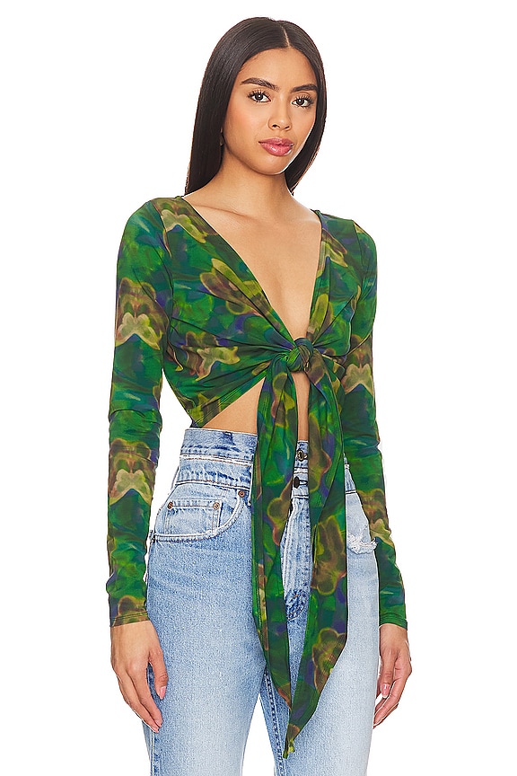 view 2 of 4 TOP CORTO ATADO in Green Butterfly