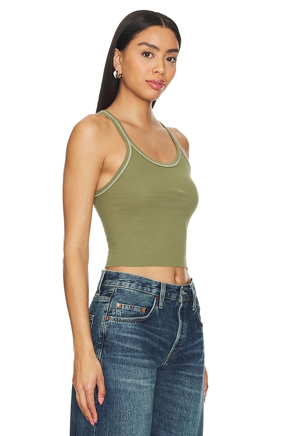 view 2 of 4 DÉBARDEUR CÔTELÉ CROPPED in Bayleaf & Ivory Stitches