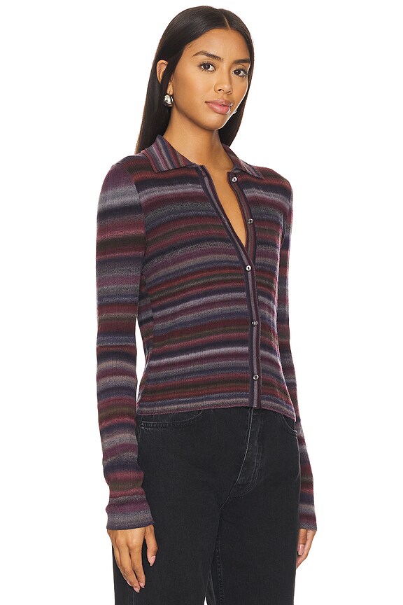 view 2 of 4 CÁRDIGAN TIPO POLO ACANALADO in Lavender Combo