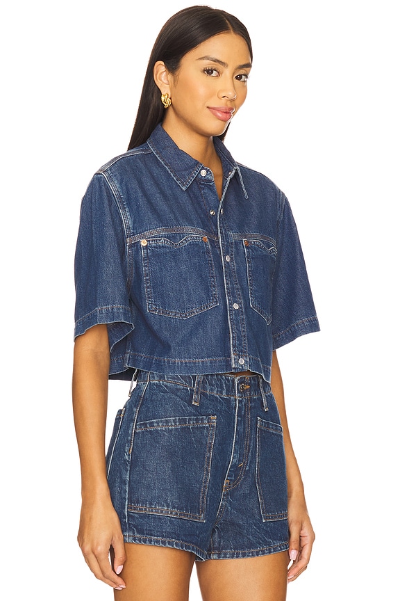 view 2 of 4 Oversized Crop Shirt in Rustic Indigo