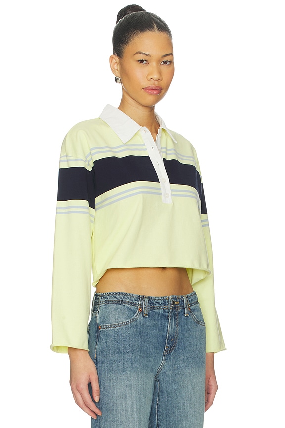 view 2 of 4 Cut Off Rugby Polo Top in Limeade Stripe