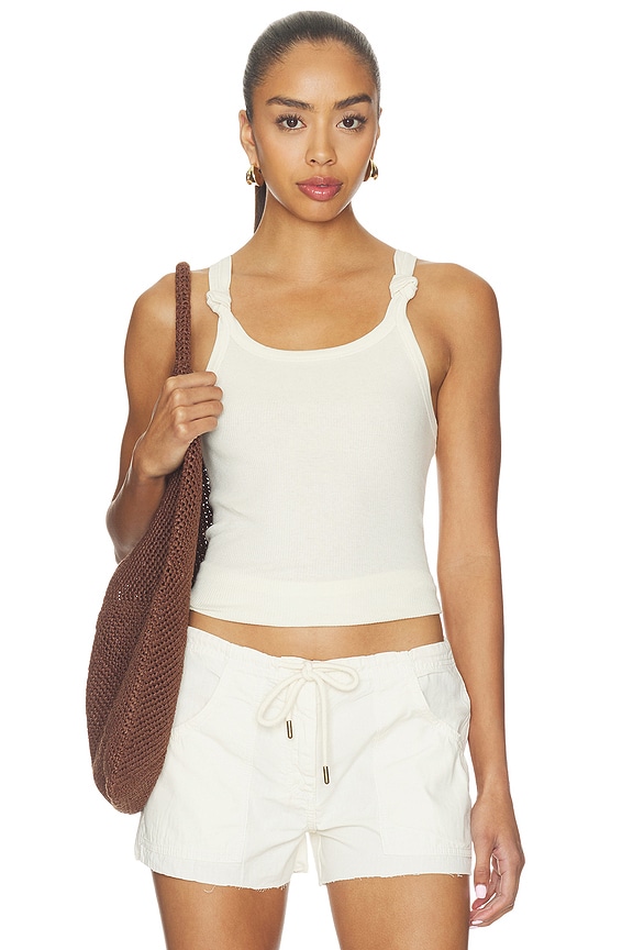 view 1 of 4 Knotted Ribbed Tank in Vintage White