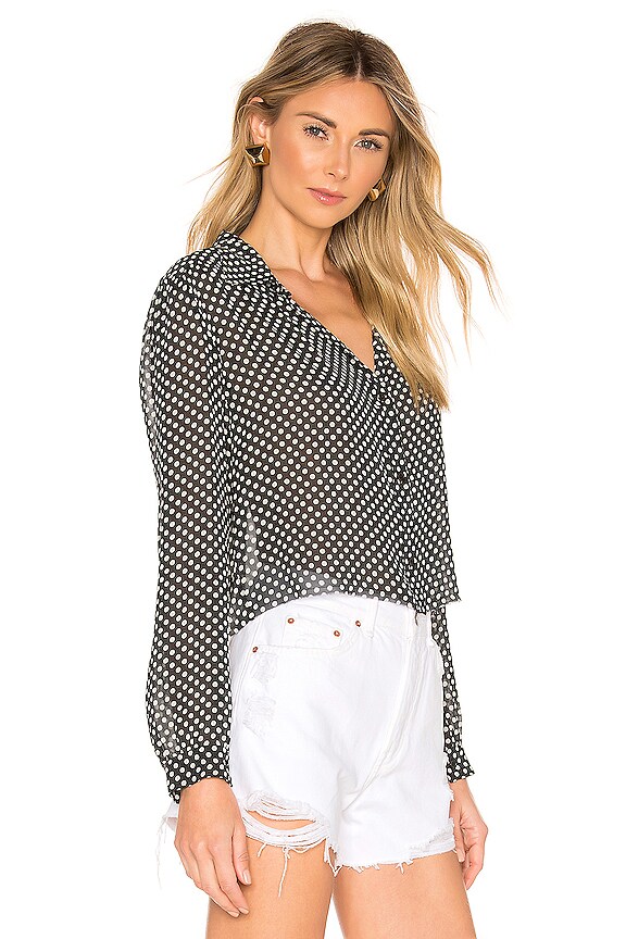 view 2 of 4 60s Cropped Blouse in Black Polka Dot
