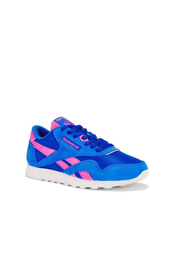 view 2 of 6 Classic Nylon Sneaker in Optimum Blue, True Pink & Chalk