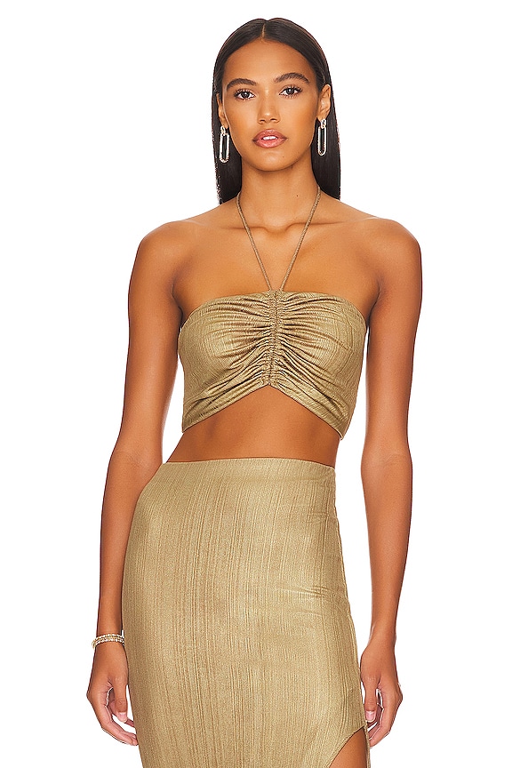 view 2 of 10 Daniella Halter Top in Metallic Gold