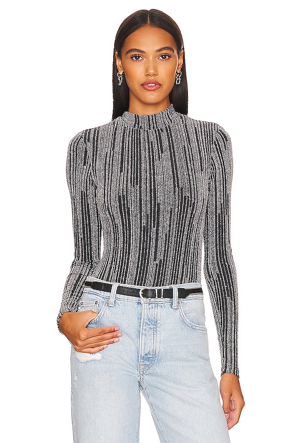 view 2 of 12 Claire Metallic Bodysuit in Silver Metallic