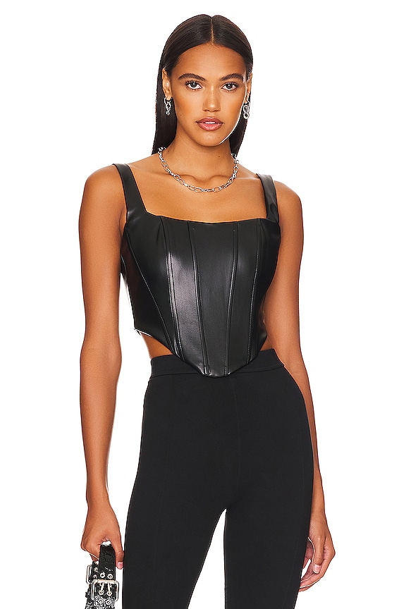 view 2 of 10 Ali Faux Leather Corset Top in Black