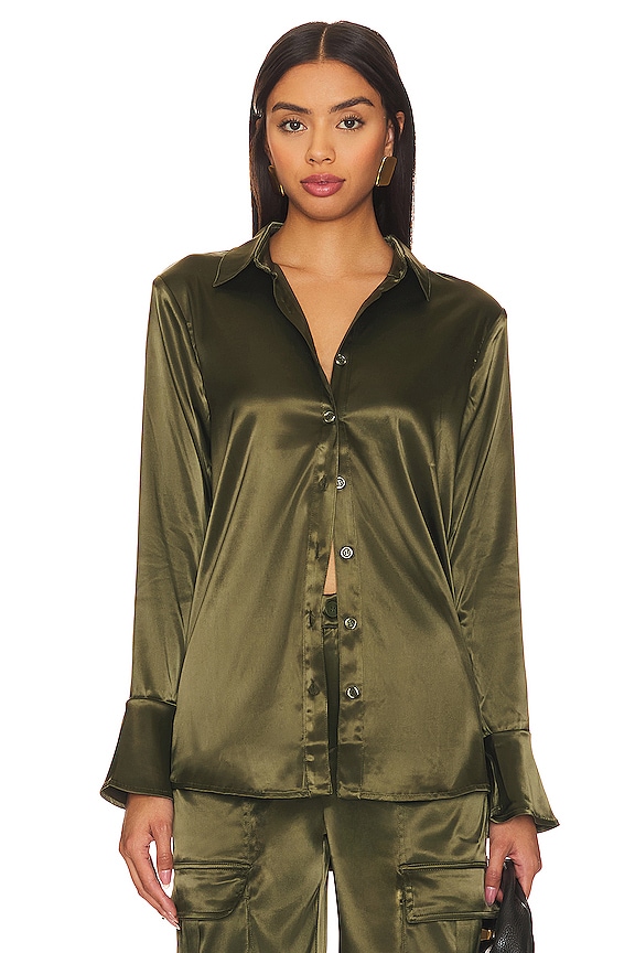 view 2 of 10 Serena Button Up Shirt in Dark Green