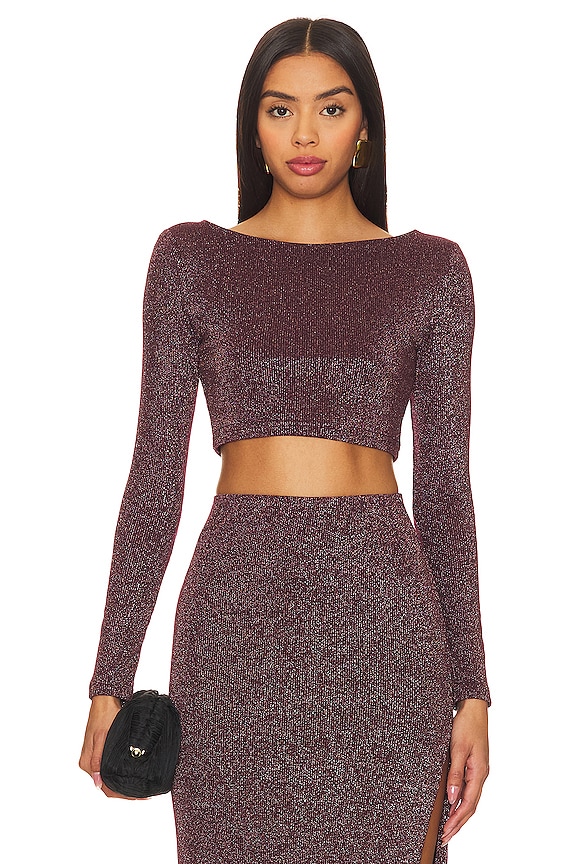 view 2 of 11 Gabby Shoulder Pad Top in Burgundy