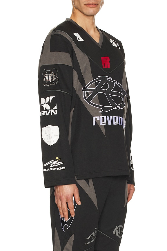 view 2 of 7 Racer Patch Moto Jersey in Black