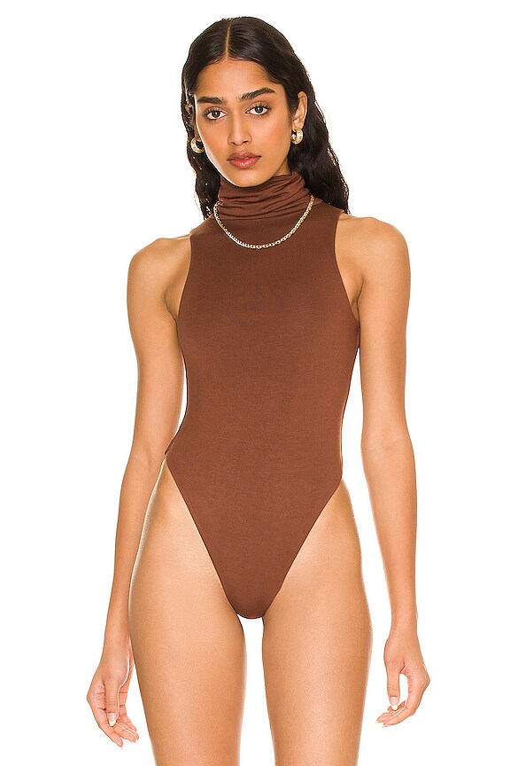 view 2 of 5 Turtleneck Sleeveless Bodysuit in Chocolate